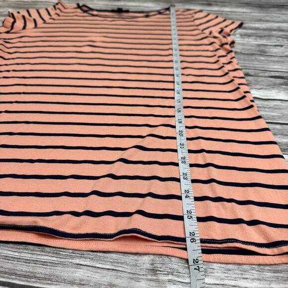 The Limited Women's Asymmetrical Hem Stripe T Tee Shirt Peach Black L LG Large - Picture 9 of 13